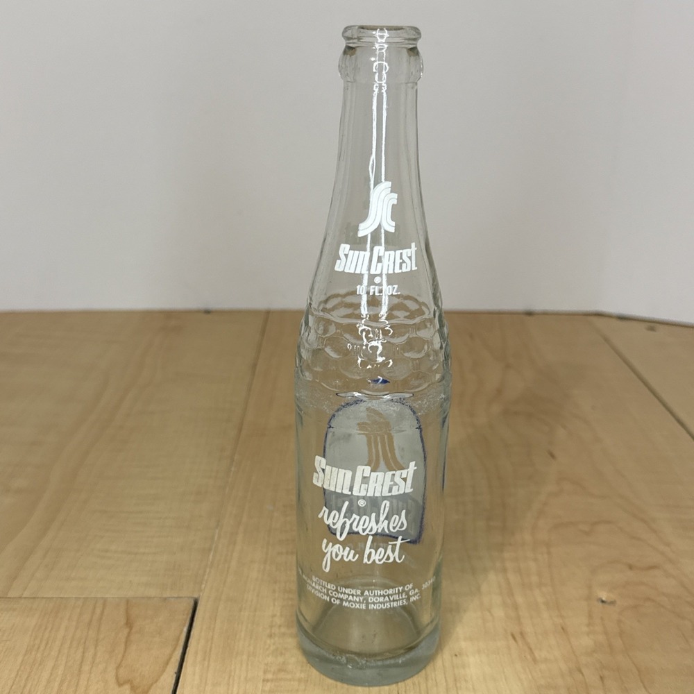 Vintage 1970s-80s SunCrest 10oz ACL Soda Bottle Doraville GA Pebbled - Picture 2 of 6